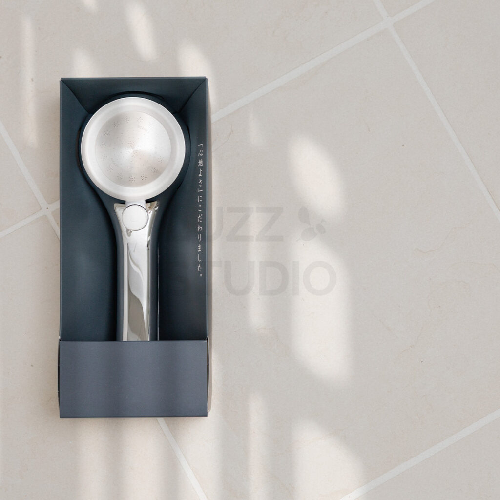 商品撮影:パッケージに収まった販促用のシャワーヘッド